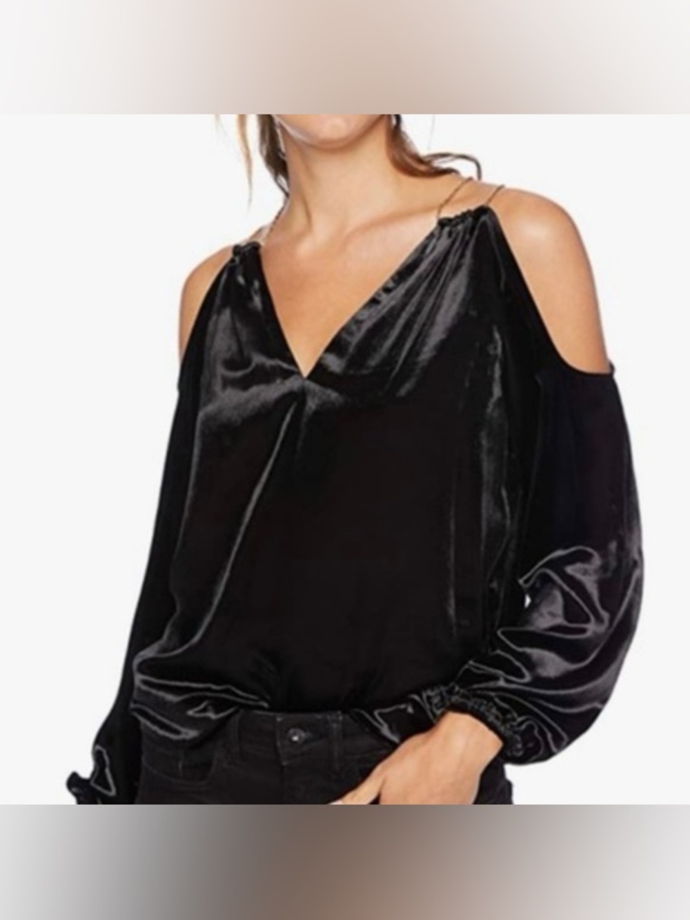 NWT RAMY BROOK Gigi Black Velvet
Cold Shoulder top Size small